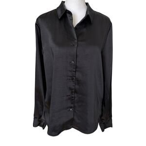 Melissa Nepton Joanna Black Long Sleeve Button Down Top Shirt Womens Size XS